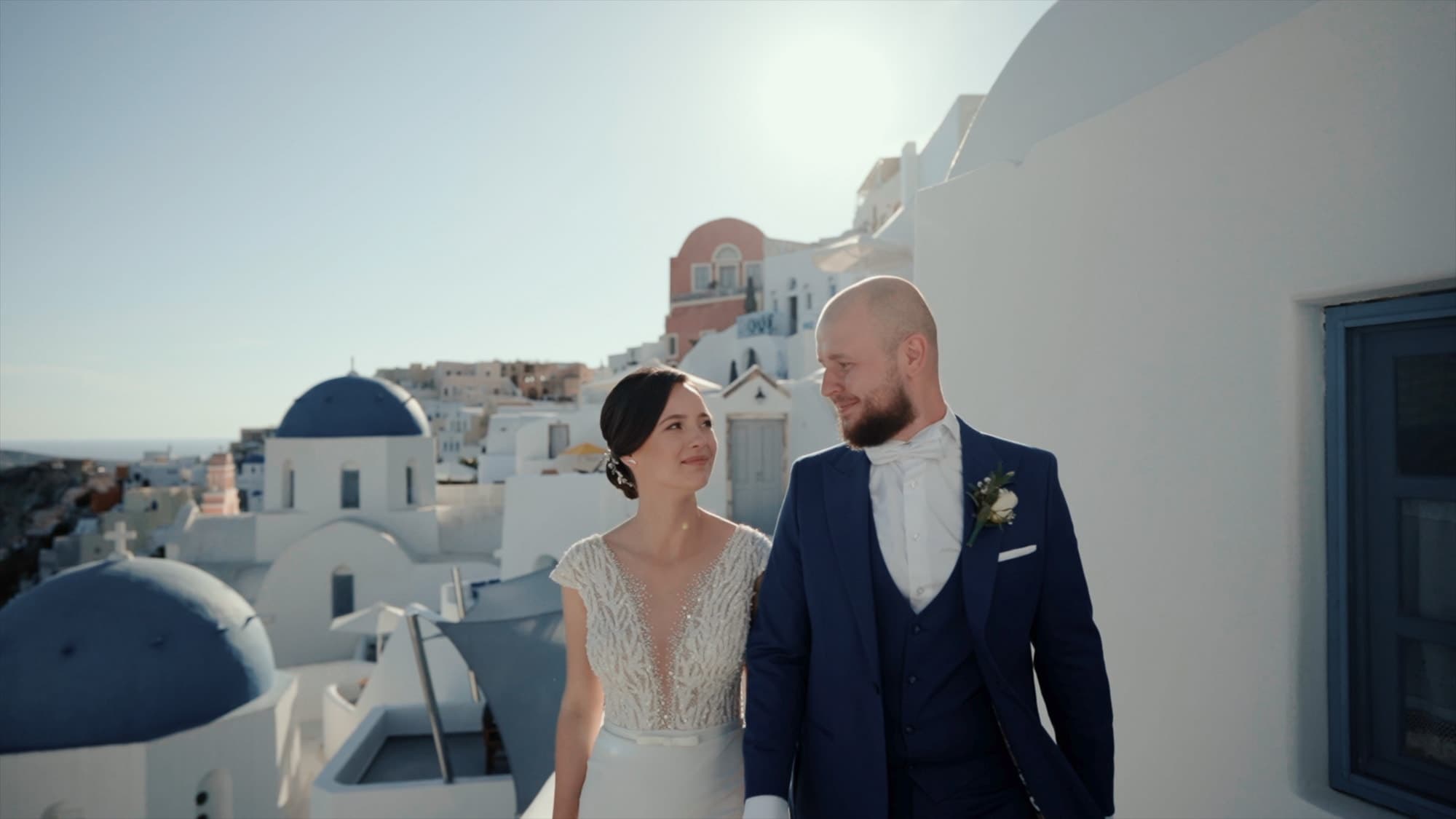 Cinematic wedding film in Oia, Santorini