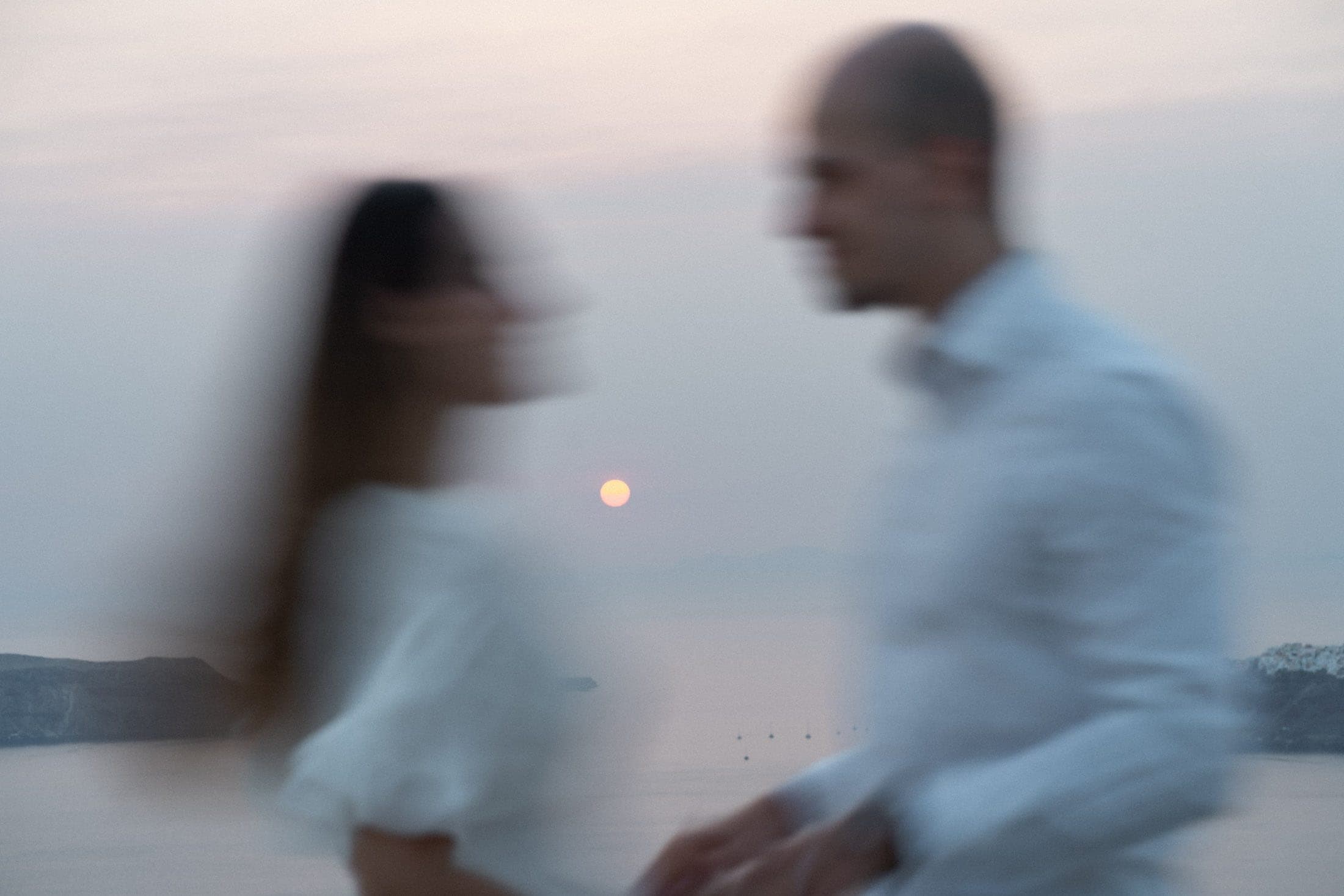 Sunset proposal in Santorini, Greece