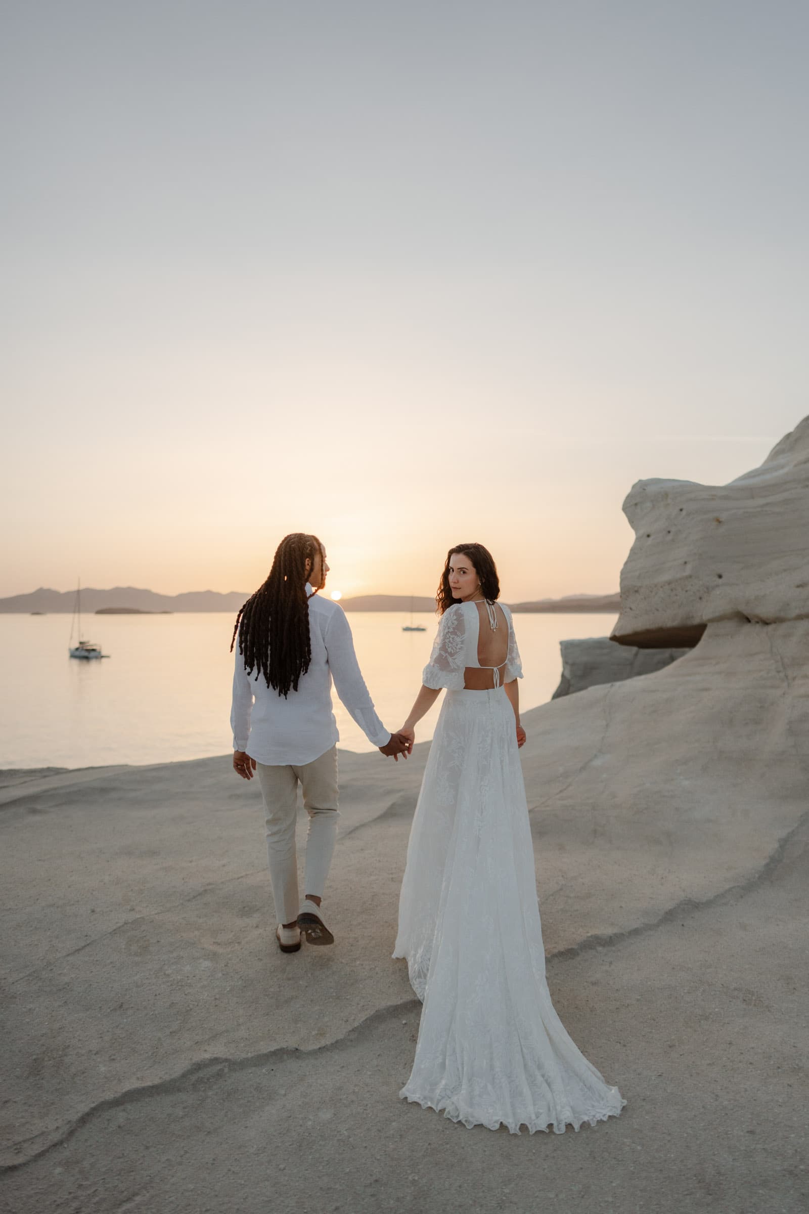 Xavier & Andrea – elopement in Milos | Sarakiniko-23