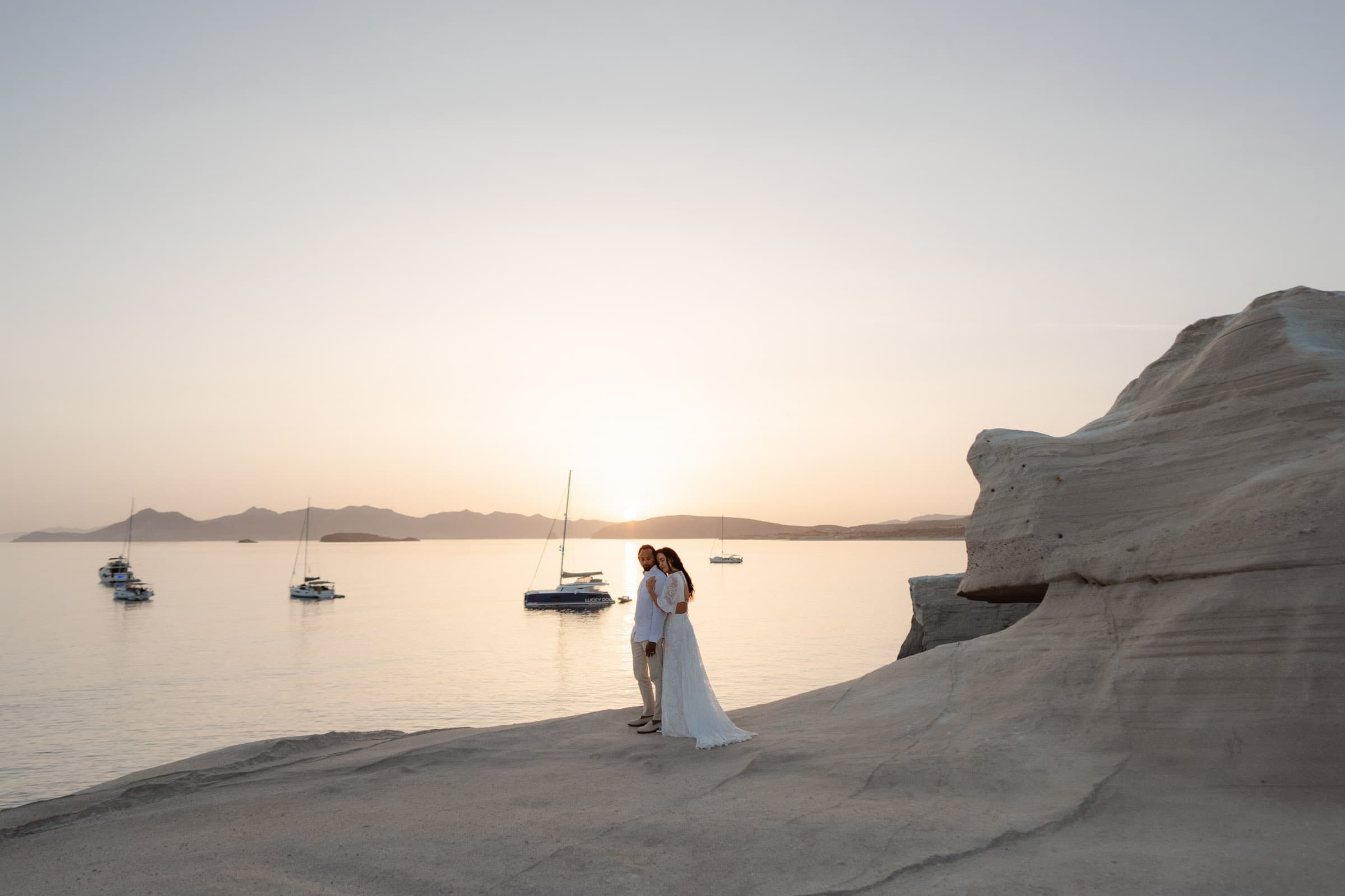 Xavier & Andrea – elopement in Milos | Sarakiniko-25