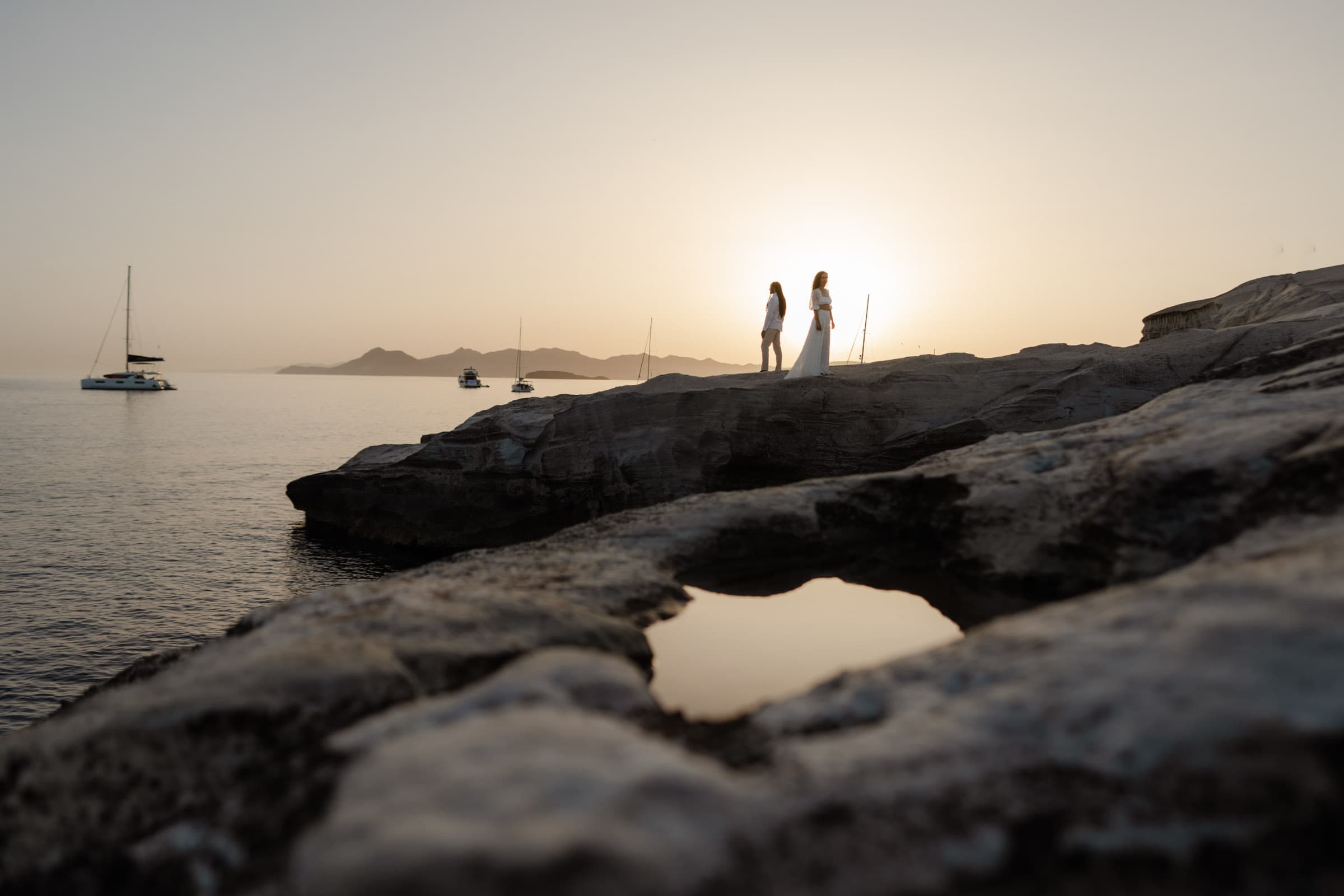 Xavier & Andrea – elopement in Milos | Sarakiniko-32