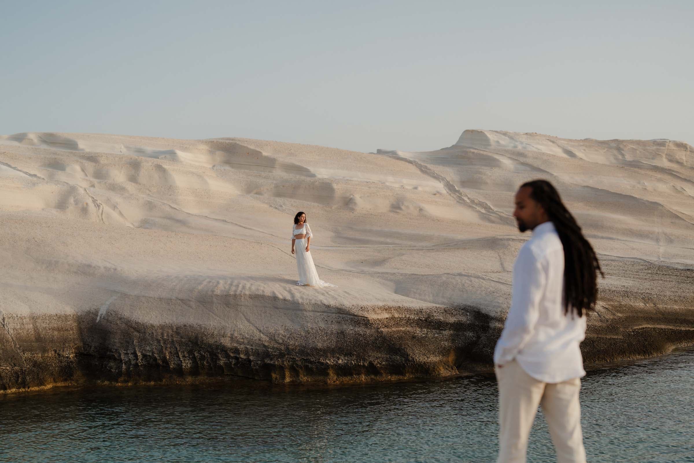 Xavier & Andrea – elopement in Milos | Sarakiniko-34