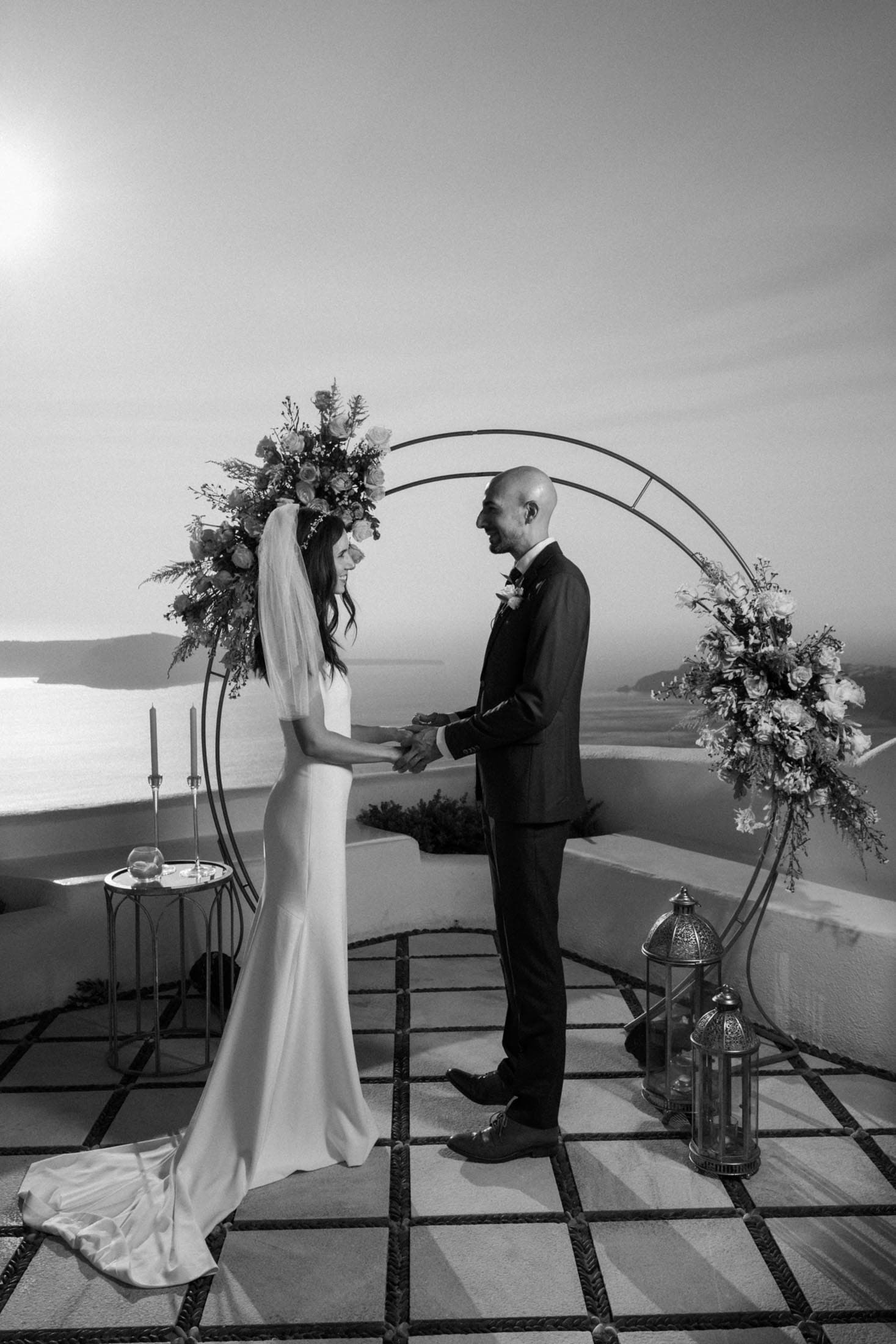 Miguel and Steffanie | emotions unfold in black and white Wedding Santorini-14