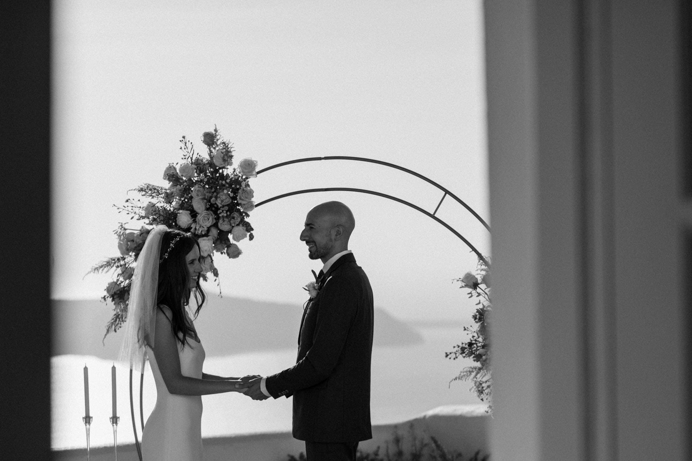 Miguel and Steffanie | emotions unfold in black and white Wedding Santorini-19