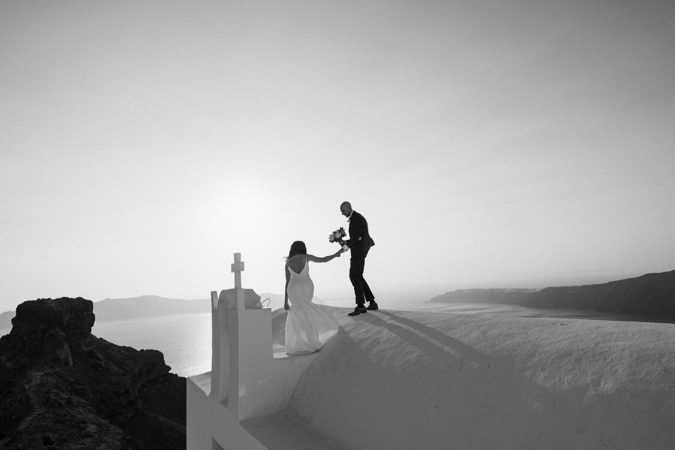 Miguel and Steffanie | emotions unfold in black and white Wedding Santorini-24