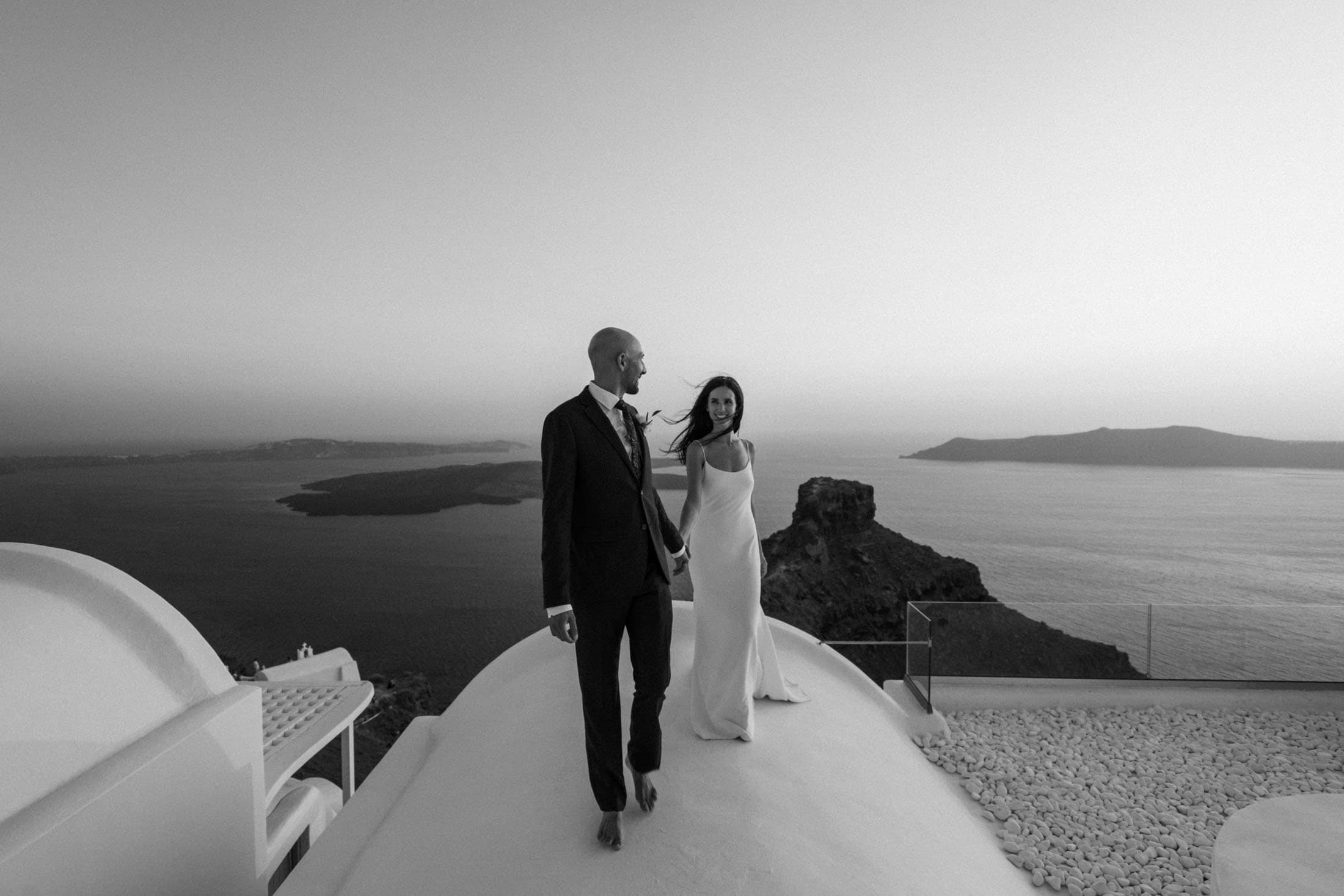Miguel and Steffanie | emotions unfold in black and white Wedding Santorini-15