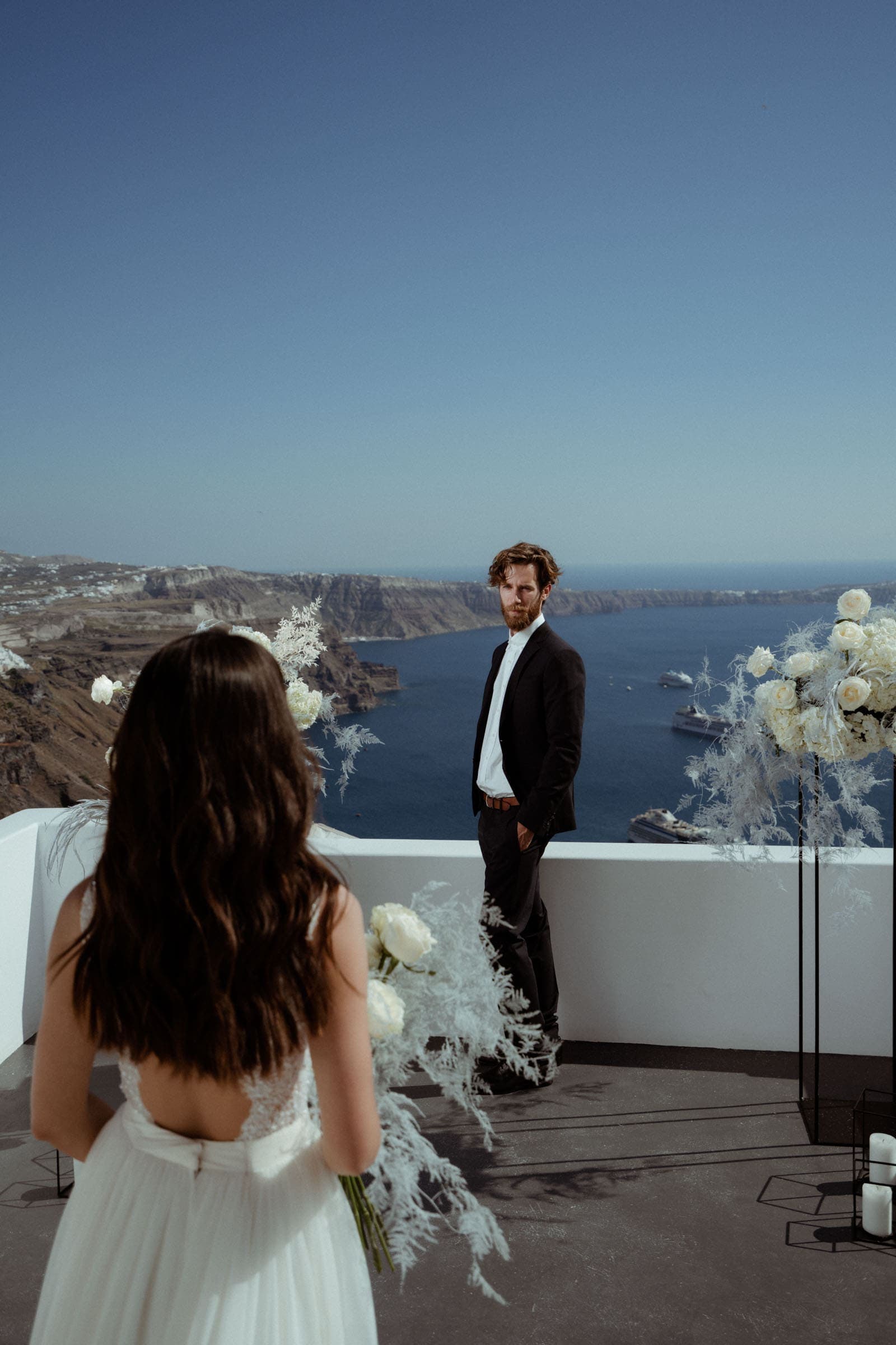 Wedding editorial photoshoot at Stella Rocca a mare. Wedding Santorini-9